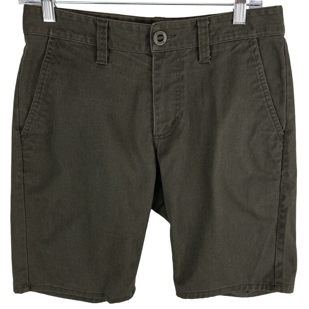 Brixton Toil II Chino Shorts Mens 30 Olive Stretch Cotton Blend 10" Inseam